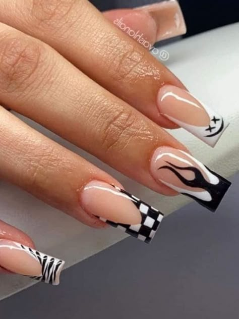 Black And White Nail Designs, Black And White Nail Art, Nails Art Ideas, Beauty Hacks Nails, White Acrylic Nails, White Nail Art, White Nail Designs, Nail Fashion, Nail Beauty