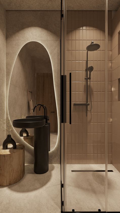 The soft feel of natural materials creates a calming environment for a delightful bathing experience where peace and elegance come together. Wabi Sabi Toilet, Wabi Sabi Style Interiors, Wabi Sabi Bathroom, Zen Bathroom Design, Zen Interiors, Wc Design, Japandi Interiors, Zen Bathroom, Zen Design