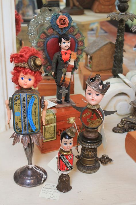 Assemblage Art Collage, Assemblage Art Mixed Media, Assemblage Art Dolls, Tin Can Art, Broken Doll, Altered Art Projects, Mixed Media Crafts, Ideas For Decorating, Found Object Art