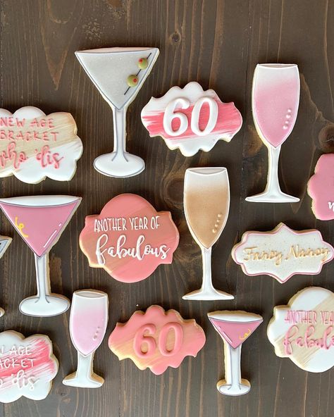 Sixty And Sassy Birthday Party Ideas, 60 Birthday Cookies Decorated, 60th Birthday Cookies For Ladies, 60 Birthday Cookies, 60 And Fabulous Party, Birthday Cookies Decorated Woman, 60th Birthday Brunch, Brunch Cookies, 60th Birthday Cookies