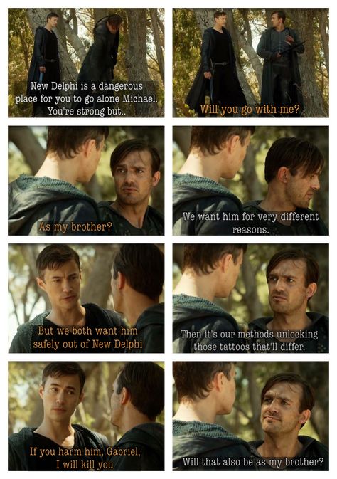 "Will that also be as my brother?" #Dominion #2x04 #Michael #Gabriel #Brothers Dominion Tv Series, Dominion Michael, Dominion Syfy, Michael Gabriel, Last Dance, My Brother, Tv Series, Movie Posters, Film Posters