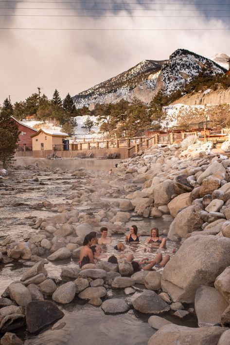 Riverside hot spring the perfect place for a winter soak in Colorado | OutThere Colorado Colorado Landscape, Hot Pools, Spring Resort, Light Pollution, Natural Pool, Hot Spring, Country Store, Water Slides, Infinity Pool