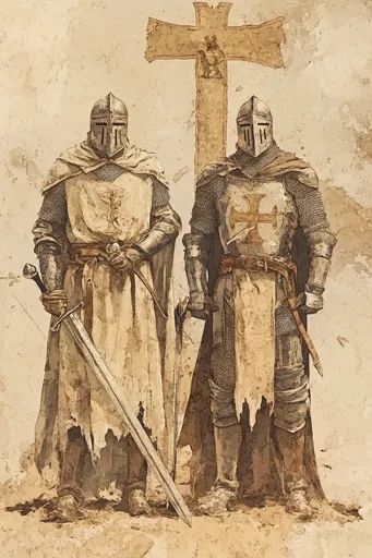 ↑↑↑ Larger size on website 🔸 Two medieval knights stand before a large cross, their armor and swords gleaming in the faded light. 🔸 From Midjourney AI Image Medieval Knights Aesthetic, Medieval Knight Armor Art, Knight Greatsword, Medieval Knight Art, Knight Core, Knight Aesthetic, Medieval Knight Armor, Knight Medieval, Medieval Theme