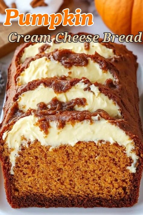 Pumpkin Cream Cheese Bread Cream Cheese Glaze For Pumpkin Bread, Pumpkin Cream Cheese Loaf, Pumpkin Loaf With Cream Cheese, Cream Cheese Pumpkin Bread, Pumpkin And Cream Cheese, Pumpkin Bread With Cream Cheese, Ranch Chicken Crockpot, Pumpkin Cream Cheese Bread, Bread With Cream Cheese