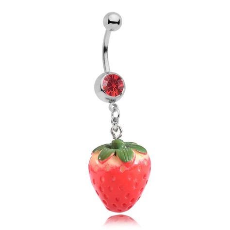 Strawberry Belly Button Piercing, Cute Belly Rings, Belly Button Piercing Jewelry, Belly Piercing Jewelry, Belly Button Jewelry, Belly Jewelry, Piercing Ring, Cute Piercings, Belly Piercing