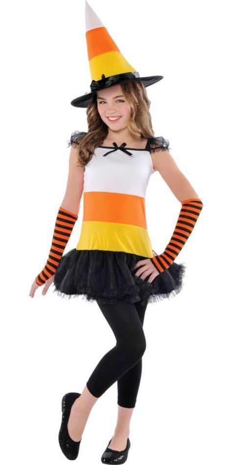 Halloween Costumes Candy, Candy Halloween Costumes, Classic Costumes, Corn Costume, Candy Corn Witch, Kids Witch Costume, Candy Corn Costume, Candy Corn Crafts, Party City Costumes