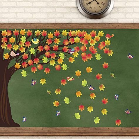 Theme For Board Decoration, Thankfulness Tree Bulletin Board, Thanksgiving Decorations For School Wall, Diy Tree Classroom Decor, How To Make A Tree For A Bulletin Board, Autumn Theme Classroom, Spring Season Board Decoration, Paper Tree Bulletin Board, Autumn Wall Display