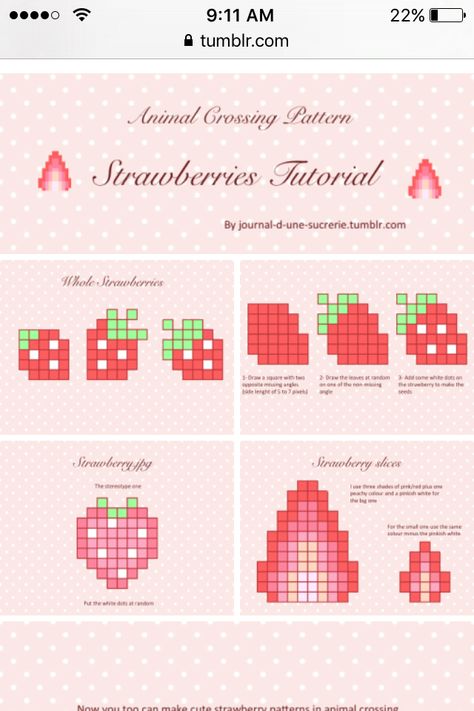 Acnh Strawberry Flag, Acnh Pro Design Grid, Acnh Sakura Design, Strawberry Pixel Art Grid, Animal Crossing Grid Patterns, Acnh Design Pixel, Pixel Art For Animal Crossing, Animal Crossing Strawberry Design, Acnh Sweater Pixel Grid