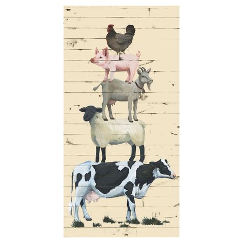 Courtside Market Farm Friends Wall Art - WEB-FF557 Stacked Farm Animals, Friends Wall Art, Animals Sketch, Art Web, Farm Art, Barnyard Animals, Farmhouse Wall Art, Animal Sketches, Water Painting