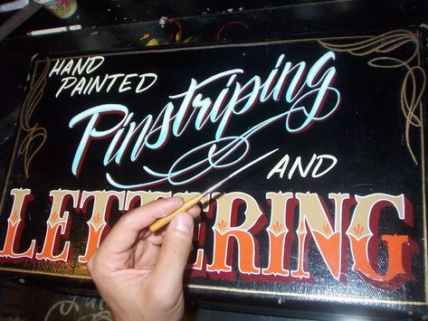 Sign Lettering Fonts, Painting Lettering, Sign Painting Lettering, Custom Motorcycle Paint Jobs, Pinstripe Art, Tattoo Signs, Lettering Ideas, Pinstriping Designs, Sign Writing