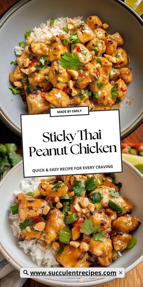 A quick and easy stir-fry with chicken, colorful veggies, and a rich, velvety peanut sauce. This Thai peanut chicken stir-fry is packed with flavor and ready to be enjoyed in minutes. Peanut Lime Chicken With Noodles, What To Make With Peanut Sauce, Thai Peanut Stir Fry Sauce, Instapot Thai Peanut Chicken, Chicken Stir Fry Peanut Sauce, Shredded Chicken Recipes Asian, Healthy Peanut Chicken, Peanut Satay Chicken Stir Fry, Chicken In Peanut Butter Sauce