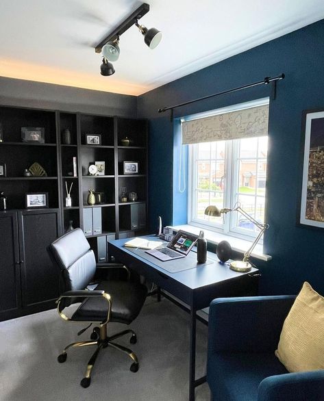 Blue And Black Office, Black Office, Blue And Black, Apartment, Blue, Quick Saves, Black