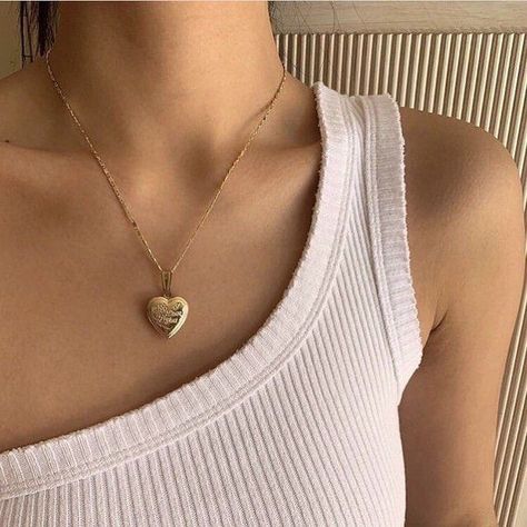 🌦 A Necklace, A Heart, A Woman, Tank Top, Pendant, White