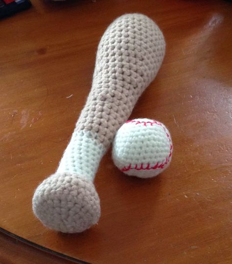 Crocheted Baseball Pattern, Crochet Baseball Bat Free Pattern, Crochet Baseball Pattern, Crochet Baseball Bat, Crocheted Decorations, Crochet Baby Items, Samaritans Purse, Crochet Baseball, Crochet Bat