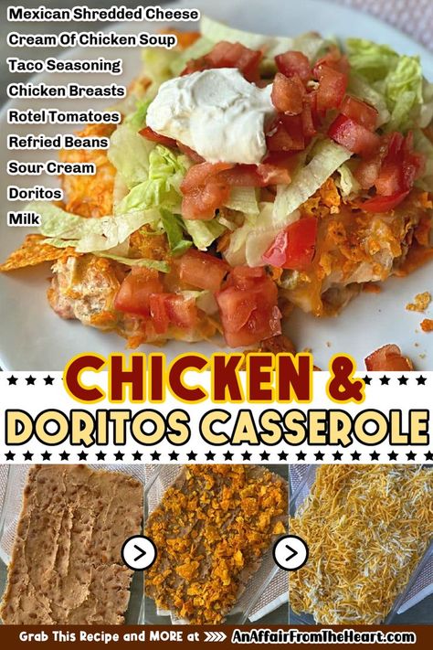 Overhead of chicken & Doritos casserole on a white plate. Doritos Casserole Recipes, Doritos Recipes, Doritos Casserole, Crockpot Chicken Dinners, Chicken Dorito Casserole, Easy Mexican Casserole, Dorito Chicken, Dorito Casserole, Mexican Chicken Casserole