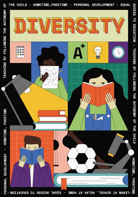 Diversity Poster design, flat illustration Poster Design Illustration, Diversity Poster, Illustration Poster, Kpop Funny, Illustrations Posters, Design Illustration, Personal Development, Poster Design, Education