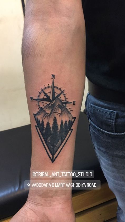 Nature Compass Tattoo Men, Mens Hip Tattoos, Alberta Tattoo, Alaskan Tattoos, Honey Tattoo, Journey Tattoo, Travel Tattoo Ideas, Compass Tattoo Men, Ant Tattoo