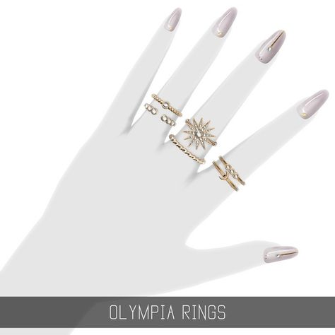 OLYMPIA RINGS | Patreon Sims 4 Nails, Mods Sims 4, Sims 4 Piercings, Die Sims 4, Sims 4 Cas Mods, The Sims 4 Pc, Play Sims 4, Simple Rings, Sims 4 Download