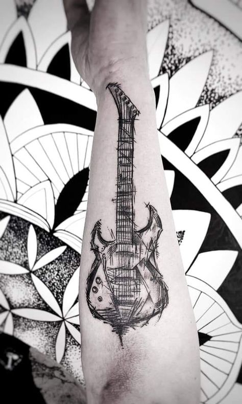 Tattoo Guitar, Guitar Tattoo Design, Rock Tattoo, Tattoo Culture, Guitar Tattoo, Music Tattoo Designs, Daisy Tattoo, Magic Tattoo, Stood Up