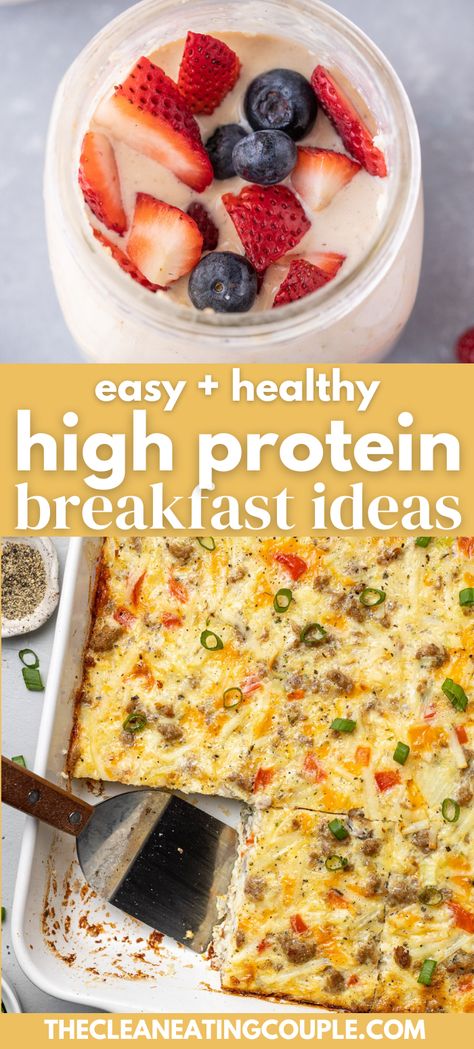 The best high protein breakfast recipes. Whether you're looking for a high protein breakfast ideas with eggs or without we've got options! Most are quick and easy and work great for meal prep too! Easy Packable Breakfast, 5 Meals A Day Plan Ideas, High Protein No Meat Breakfast, High Protein Breakfast Freezer Meal Prep, Protein Dense Breakfast, Easy Breakfast Meal Prep High Protein, High Protein Breakfast Quick, Quick High Protein Breakfast On The Go, Bariatric Breakfast Ideas High Protein Low Carb