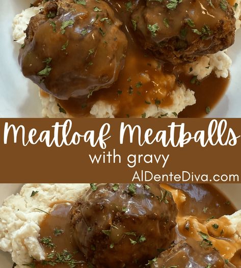 MEATLOAF MEATBALLS IN GRAVY Meatballs In Gravy, Brown Gravy Meatloaf, Meatballs With Gravy, Meatloaf Patties, Meatloaf Meatballs, Ground Lamb Recipes, Gravy For Mashed Potatoes, Ground Beef Recipes Mexican, Traditional Meatloaf