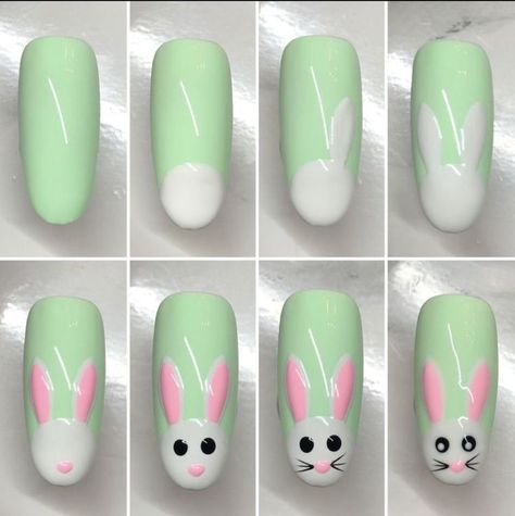 Nail Art Steps, Peacock Nail Art, Easter Nail Ideas, Pastel Nail Art, Animal Nail Art, Easter Nail, Bunny Nails, Easter Nail Designs, Art Deco Nails