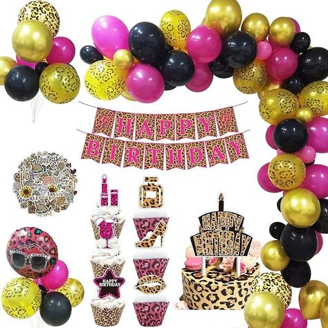 Amazon.com: Cheetah Birthday Decorations Set - Pink Leopard Print Party Decorations Cheetah Happy Birthday Banner Balloon Garland Cake Toppers Stickers for Girls Pink Cheetah Party Supplies,Safari Animal Party : Toys & Games Leopard Print Party Decorations, Cheetah Girls Party, Safari Animal Party, Cheetah Birthday Party, Leopard Print Party, Cheetah Party, Cheetah Birthday, Girls Slumber Party, Zebra Party