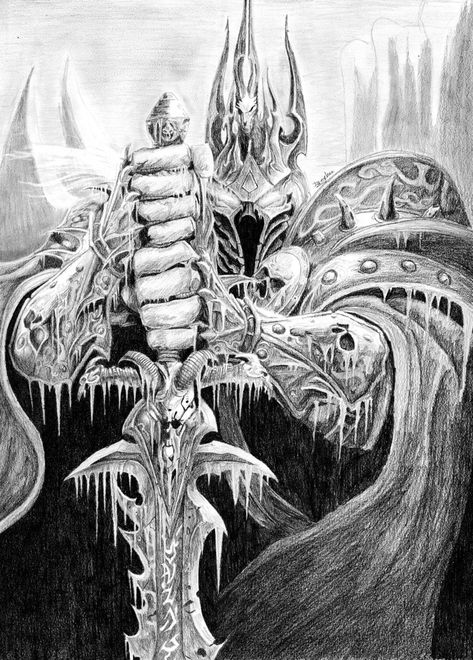 Lich King by Daegher The Lich King, Sick Drawings, The Lich, King Drawing, What A Shame, Lion King Drawings, Lich King, King Tattoos, Warcraft Art