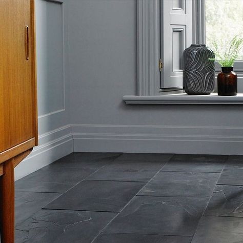 The Stone & Tile Company Ltd on Instagram: "Looking for an authentic, real slate flagstone floor tile? 

This beautiful brushed slate has just come back into stock. We’ve taken our popular natural black riven slate and gently machined the surface to create a beautiful finish, which is softer to the touch, yet still keeping all the movement and structure you desire out of a real slate tile. 

Owing to the softer surface structure you can use this tile in all areas of the home and with underfloor heating. 👍🏻
.
.
.

#naturalslate #slatetiles #slatefloortiles #brushedslate #blackslate #slatefloor #bathroomtiles #kitchentiles #naturalstonetiles" Dark Slate Floor, Slate Kitchen Floor, Slate Bathroom Floor, Slate Floor Kitchen, Flagstone Floor, Slate Kitchen, Slate Floor, Slate Tile Floor, Flagstone Flooring