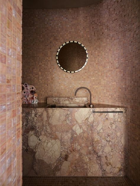 Kitchen Island Bench, Crazy Paving, Polished Plaster, Opulent Interiors, Melbourne House, Zellige Tile, Vogue Living, Storey Homes, Hotel Boutique