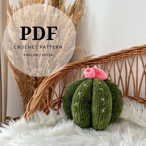 Crochet Pattern for a Large Cactus With a Flower, Cactus Pillow, Decoration for a Boy's Room, Decoration for a Girl, Easy to Make Pdf - Etsy Flower Pillow Knitting Pattern, Crochet Plant Plush, Crochet Cactus Plush, Cactus Pillow Crochet, Succulent Pillow Crochet Pattern, Succulent Crochet Pillow, Crochet Succulent Pillow Pattern Free, Crochet Cactus Pillow, Crochet Flower Room Decor