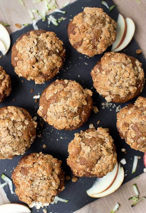 Zucchini Apple Muffins, Apple Zucchini Muffins, Apple Zucchini, Apple Streusel Muffins, Oatmeal Cinnamon, Whole Wheat Muffins, Streusel Muffins, Cinnamon Streusel, Muffin Streusel