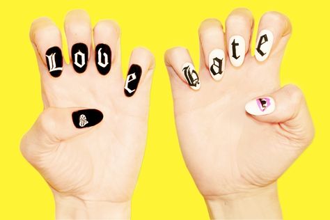 Love/hate #nails #nailart Love Hate Nails, Biker Chic, Biker Girl, Stiletto Nails, Nails Nailart, Halloween Nails, How To Do Nails, The Body, Nail Art Designs