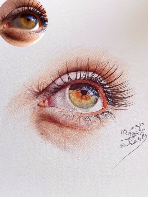 Hazel Eyes Drawing, Straykids Art, Easy Eye Drawing, Oil Pastel Drawings Easy, Scary Drawings, Prismacolor Art, Eye Drawing Tutorials, Sketchbook Drawings, Oil Pastel Drawings