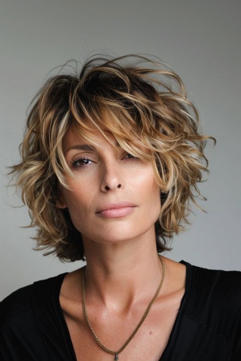 58  Short Shaggy Hair Ideas for an Effortless Look Bob Shaggy Short, Shaggy Textured Bob, Textured Short Haircuts For Women, Shaggy Haircuts Medium Messy Bob, Short Shag Thick Hair, Chin Length Shag Hairstyles, Textured Layers Short Hair, Edgy Layered Hair, Short Shag With Bangs Layered Cuts