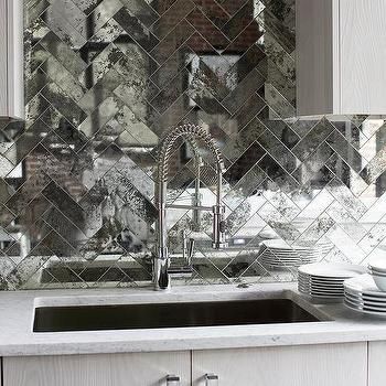 Mirrored Herringbone Backsplash Tiles Kitchen Backsplash Mirror Tiles, Antiqued Mirror Backsplash Kitchen, Kitchen Backsplash Dark Mirror, Antiqued Mirror Backsplash Bar, Mirrored Kitchen, Smoked Glass Mirror Backsplash, Antique Mirror Texture Backsplash, Mirror Tile Backsplash, Bar Backsplash