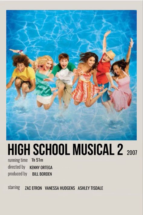 minimal polaroid movie poster for high school musical 2 Polaroid Movie Poster, High School Musical 2, High School Music, Movie Card, Film Posters Minimalist, Summer Movie, Film Posters Vintage, Movie Poster Wall, Movie Posters Minimalist