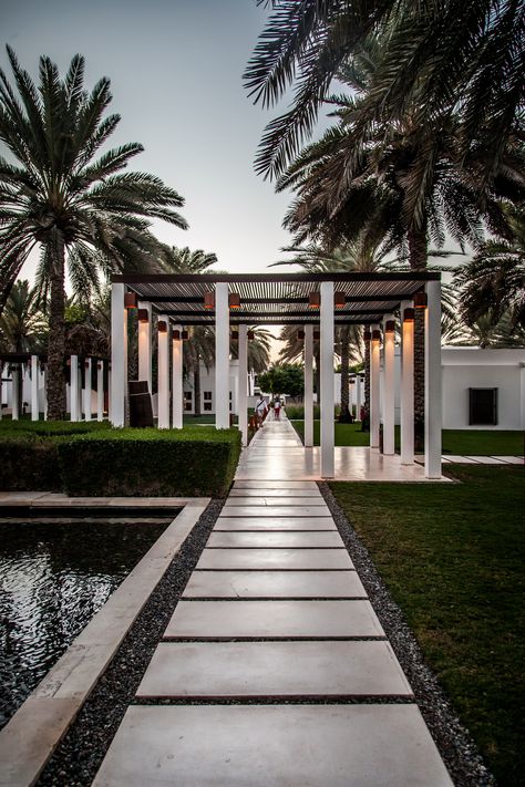 The Chedi Hotel, Muscat, Oman Resort Ideas Design, Chedi Hotel, The Chedi Muscat, Hotel Garden, Garden Landscaping Ideas, Muscat Oman, Hotel Entrance, Hotel Interior Design, House Landscape