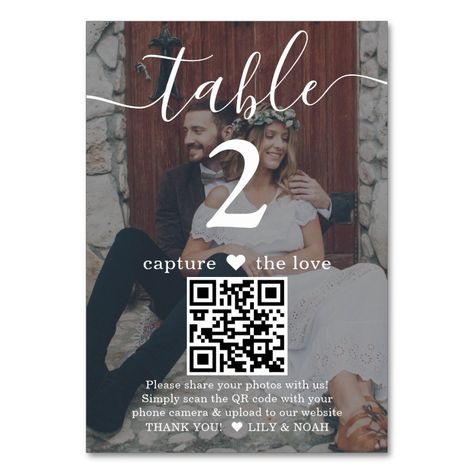 QR Code 2 Photo Capture the Love Wedding White Table Number  Zazzle Number Code, Wedding White, Photo Wedding, White Table, Table Number, Love Wedding, 2 Photos, Wedding Website, Table Numbers