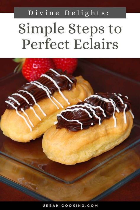 Prepare to indulge in a heavenly treat with this easy eclair recipe. Eclairs are delicate, oblong pastries filled with luscious cream and topped with a glossy chocolate glaze. While they may seem like a complex dessert reserved for fancy patisseries, this recipe will show you just how simple it can be to create these delectable delights in the comfort of your own kitchen. Making eclairs from scratch may seem intimidating, but fear not! With a few basic ingredients and step-by-step... Easy Eclairs Recipe Simple, How To Make Eclairs Step By Step, Easy Eclair Recipe, Easy Eclairs, How To Make Eclairs, Eclairs Recipe, Chocolate Eclair Recipe, Chocolate Eclairs, Yum Breakfast