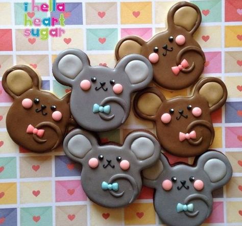 Mice tea cookies Mice Cookies, Cupcakes Decoration Ideas, Food Party Ideas, Cupcakes Decorating, Cupcake Decorating Party, Birthday Cupcakes Decoration, Cute Mice, Ideas Cupcakes, Decorating Party