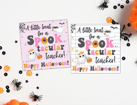 Teacher Halloween Tags Retro, Teacher Treat Tag Printable, Candy Tags, Spooktacular Teacher Halloween Treat Cookie Gifts, Goodie Bag Tag Boo Gift, Halloween Treat Tags, Halloween Teacher Gifts, Spooky Halloween Treats, Teacher Treats, Gift Tag Template, Halloween Favors, Teachers Halloween, Halloween Tags