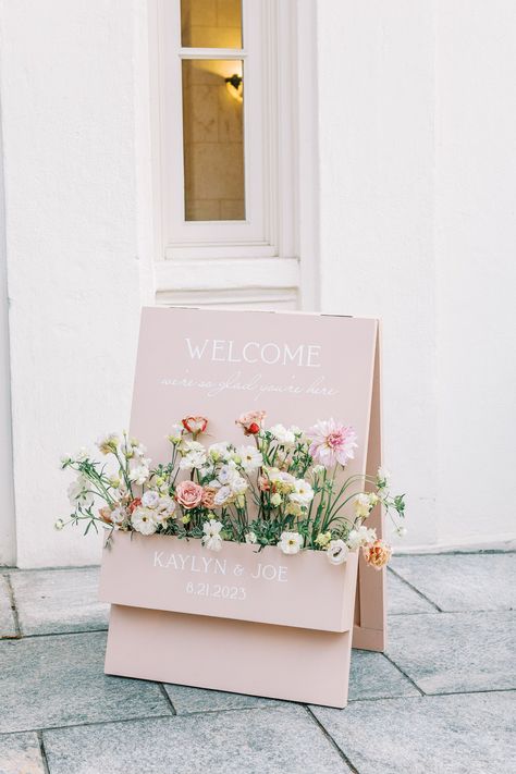 Pink Welcome Sign, Pink Wedding Sign, Middletown Connecticut, Welcome Flowers, May Weddings, Pastel Wedding, Flower Box, Wedding Welcome Signs, Wedding Boxes