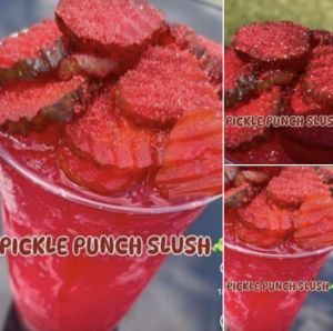 Pickle Slushy Recipe, Pickle Slushie Recipe, Kool Aid Flavors, Cottagecore Recipes, Candy Apple Recipe, Pickle Recipes, Slushie Recipe, Pickle Slices, Homemade Pickles