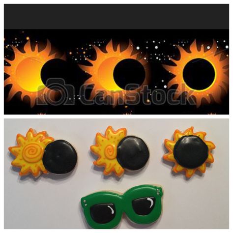 Clip Art Inspired Solar Eclipse Decorated Sugar Cookies by I Am the Cookie Lady Eclipse Meals, Eclipse Sugar Cookies, Eclipse Cookies Decorated, Solar Eclipse Sugar Cookies, Solar Eclipse Decorated Cookies, Solar Eclipse Cookies, Eclipse Themed Food, Eclipse Cookies, 2024 Cookies