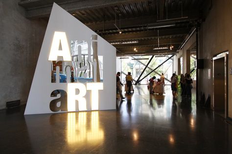 Exhibition Entrance, Warehouse Gallery, Museum Entrance, Press Wall, Village Design, Museum Exhibition Design, Photography Exhibition, Art Exhibit, Entrance Design