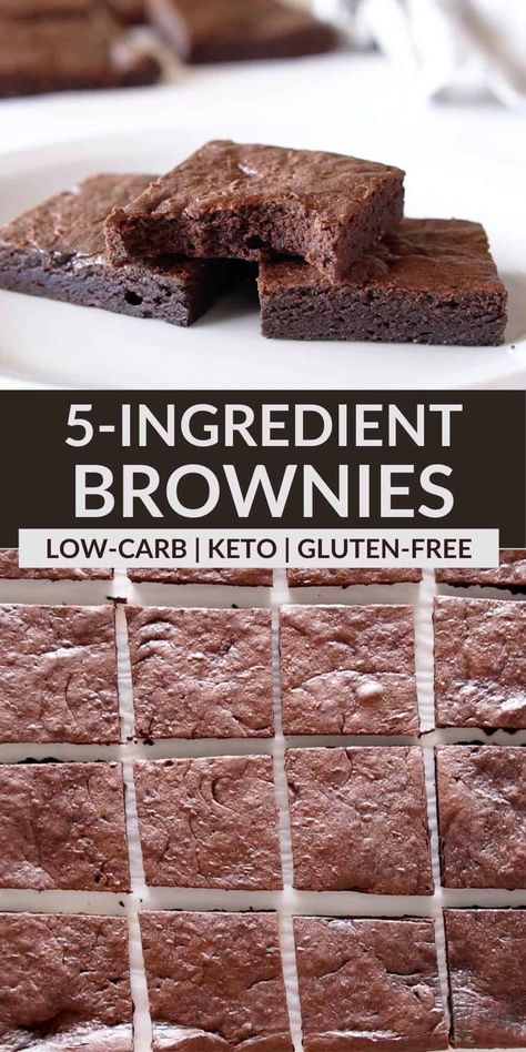 The best low carb keto brownies are made with only five simple ingredients! And, they have an amazing soft fudge-like texture. Soft Fudge, Low Carb Chocolate Mousse, Low Carb Cookies Recipes, Low Carb Gluten Free Recipes, Low Carb Brownies, Keto Sweets, Starting Keto, Keto Brownies, Low Carb Cookies