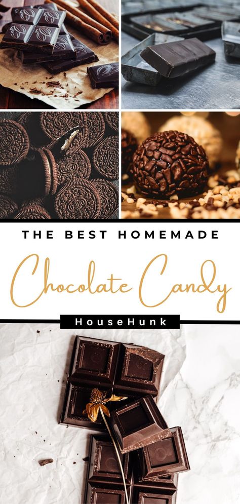 Indulge in the world of homemade chocolate candy with these 13 delightful recipes! From classic truffles to inventive treats like chocolate-covered Oreos, there's something for everyone. Perfect for gifting or satisfying your sweet tooth. Dive into the art of candy making with these easy and delicious recipes. Get ready to create mouthwatering chocolate confections! Double Chocolate Recipes, Chocolate Candy Filling Recipes, Chocolate Filling For Chocolates, Homemade Chocolate Recipe, Chocolate Bar Recipes, Buttercream Candy Recipe, Choc Bark, Homemade Chocolate Candy Recipes, Diy Chocolate Candy