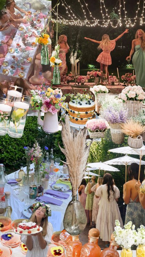 Garden Party Astethic, Fairy Themed Dinner Party, Garden Party Small, Mid Summers Party, Fairy Garden Graduation Party, Fairy Garden Bachelorette Party, April Birthday Aesthetic, Fairy Aesthetic Birthday Party, Garden Party Asthetics