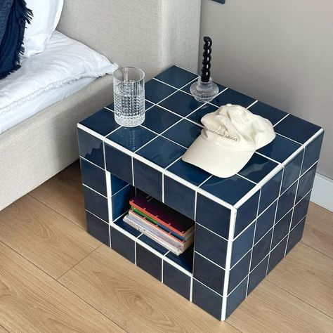 Tiled Side Table, Retro Grid Design products are %100 handmade which creates a modern atmosphere in living spaces. This product can be used as bookshelf, side table, accent table, nightstand, and product displayer in a store. ATTENTION! Since the product is entirely handmade, there may be minor workmanship errors and have minor size differences. This product is also not suitable for outside usage, especially in colder temperatures. Side Table Decor Ideas, Table For Plants, Bedroom Side Table Ideas, Side Table Minimalist, Side Table Narrow, Designer Side Table, Metal Side Tables, Retro Side Table, Classic Side Table